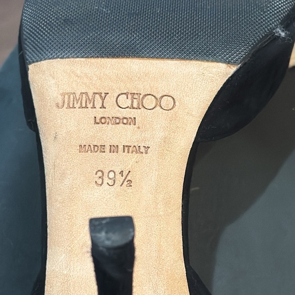 Jimmy Choo Black Suede Peep Toe D’Orsay Heels Size 39.5/9.5 - Picture 7 of 7